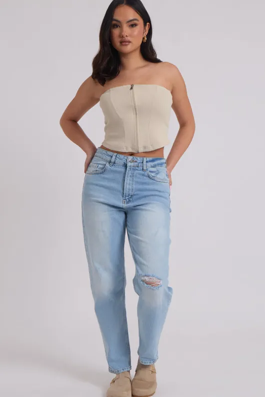 Bleach Ripped Mom Jean
