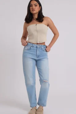 Bleach Ripped Mom Jean