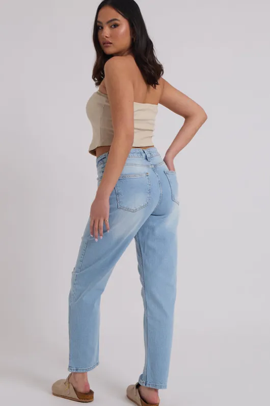 Bleach Ripped Mom Jean
