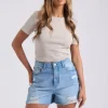 Bleach Ripped Mom Short