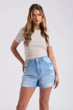 Bleach Ripped Mom Short
