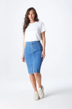 Blue Aqua Yoke Seamed Skirt