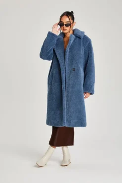 Blue Chelsea Longline Teddy Borg Jacket