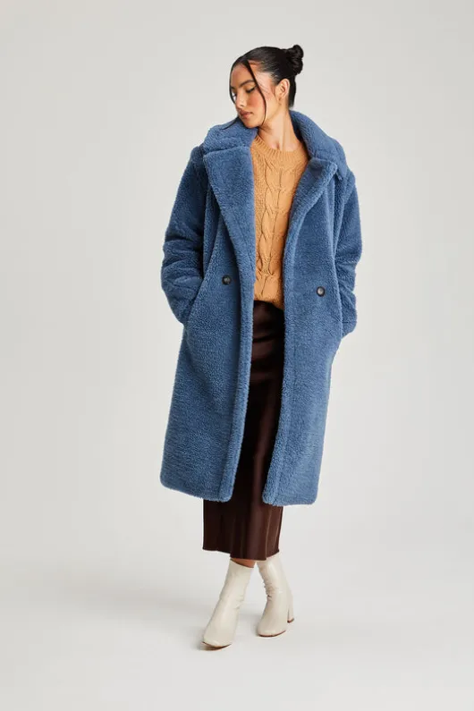 Blue Chelsea Longline Teddy Borg Jacket