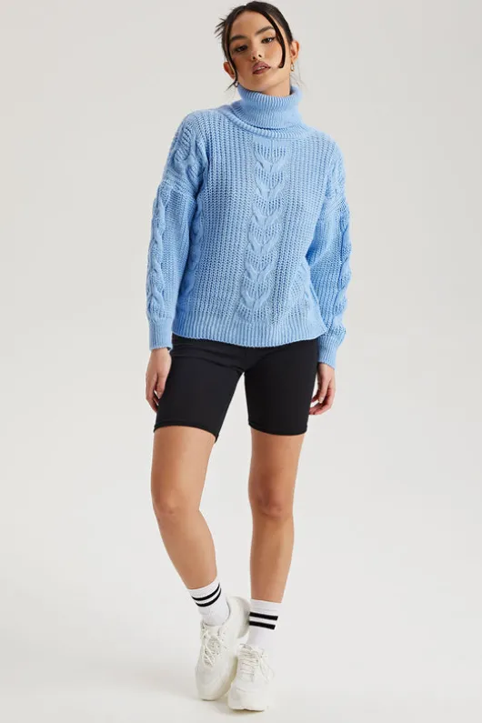 Blue Roll Neck Jumper