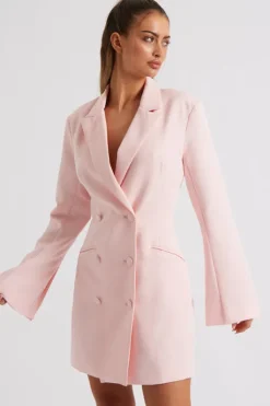 Blush Flare Sleeve Fitted Blazer Dress