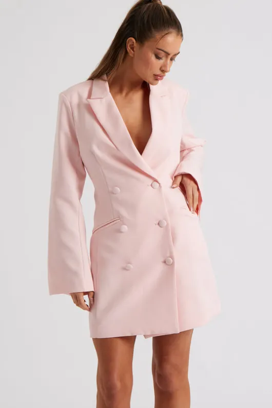 Blush Flare Sleeve Fitted Blazer Dress