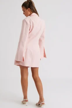 Blush Flare Sleeve Fitted Blazer Dress