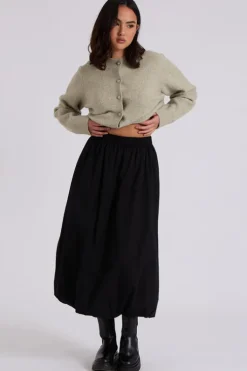 Bubble Hem Midi Skirt