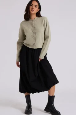 Bubble Hem Midi Skirt