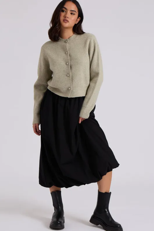 Bubble Hem Midi Skirt