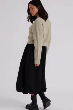 Bubble Hem Midi Skirt