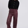 Burgundy Elasticated Wide Leg Trouser