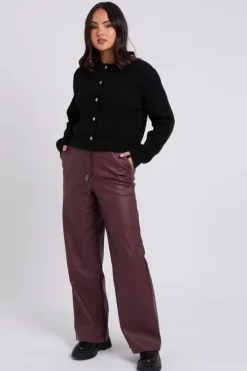 Burgundy Elasticated Wide Leg Trouser