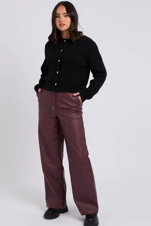 Burgundy Elasticated Wide Leg Trouser