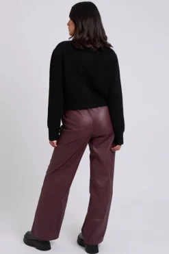 Burgundy Elasticated Wide Leg Trouser