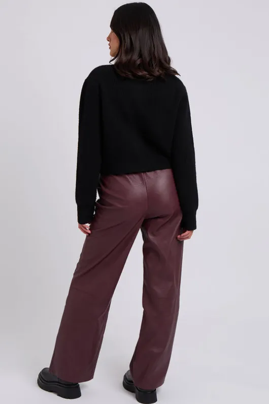 Burgundy Elasticated Wide Leg Trouser