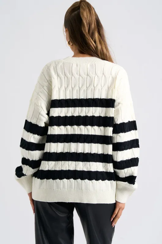 Cable Knit Stripe Jumper