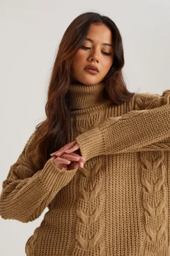 Camel Roll Neck Jumper | Urban Bliss clothing