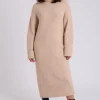 Camel Roll Neck Midi Dress