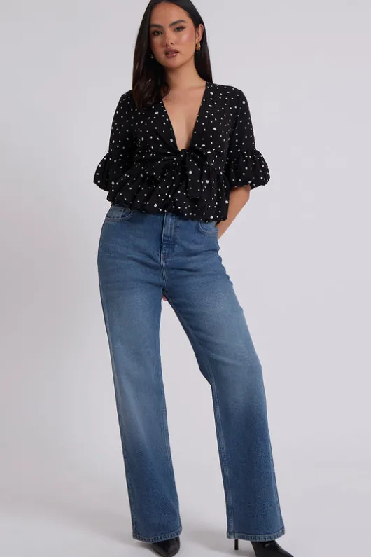 Carolina Black Bubble Hem Top