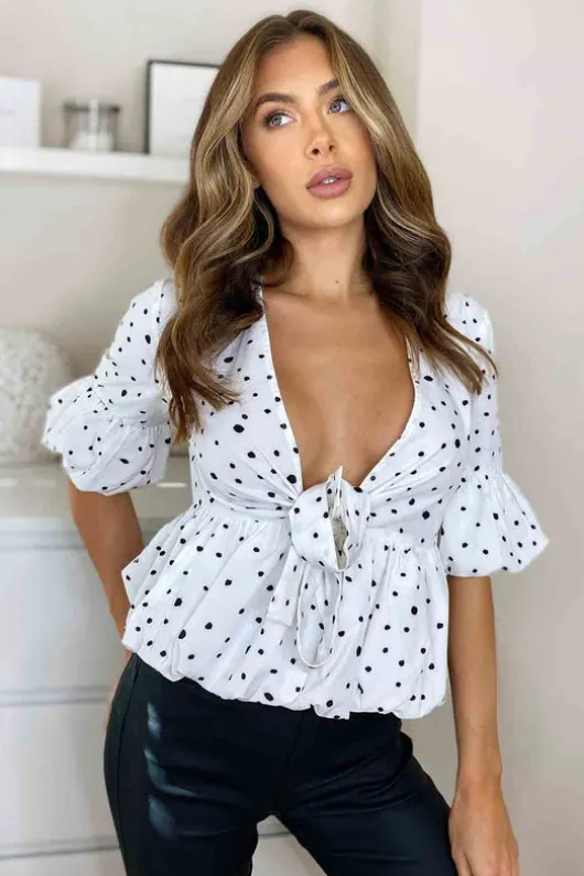 Carolina White Bubble Hem Top