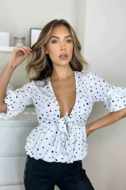 Carolina White Bubble Hem Top