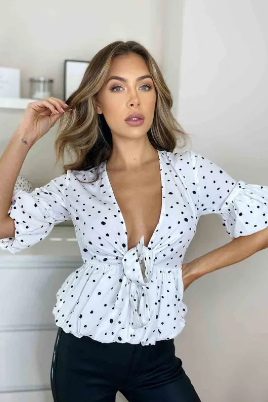 Carolina White Bubble Hem Top