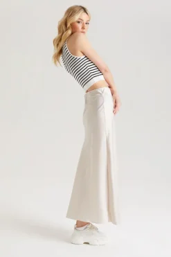 Champagne Satin Maxi Skirt