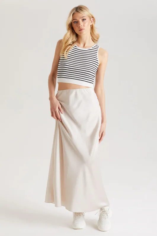 Champagne Satin Maxi Skirt