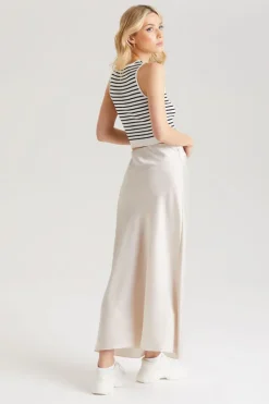 Champagne Satin Maxi Skirt