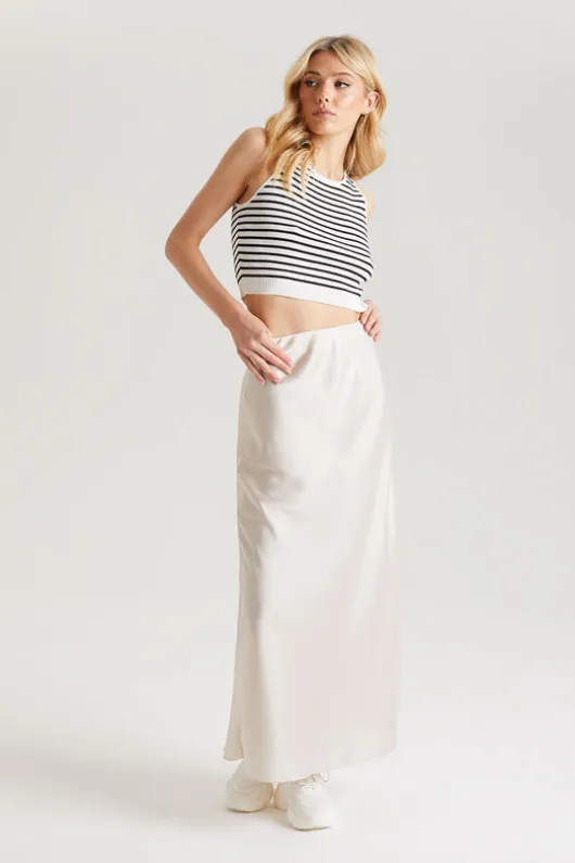 Champagne Satin Maxi Skirt