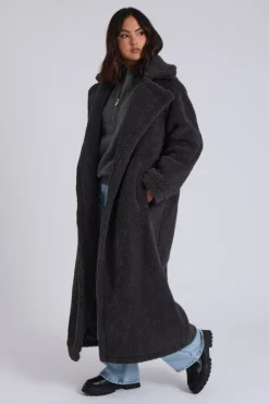 Charcoal Borg Longline Jacket