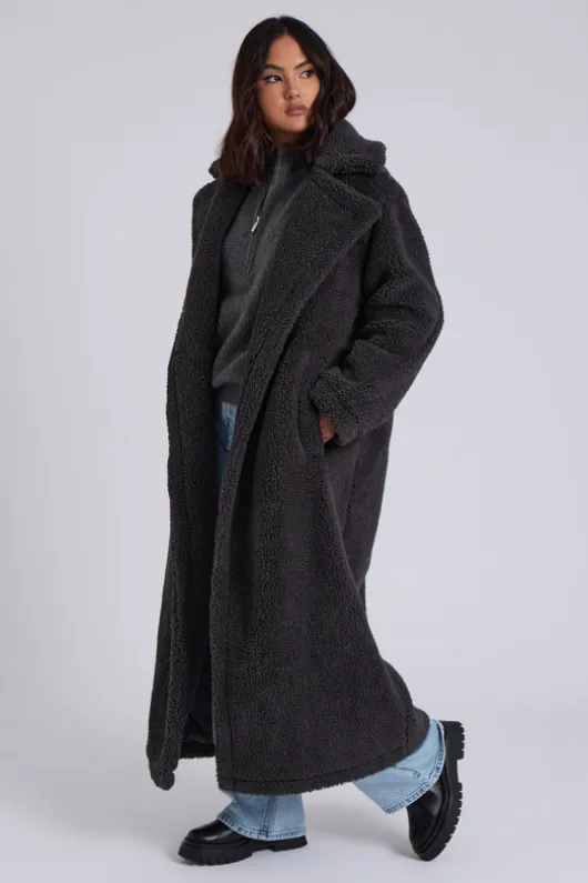Charcoal Borg Longline Jacket