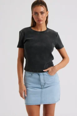 Charcoal Washed Ribbed Tee