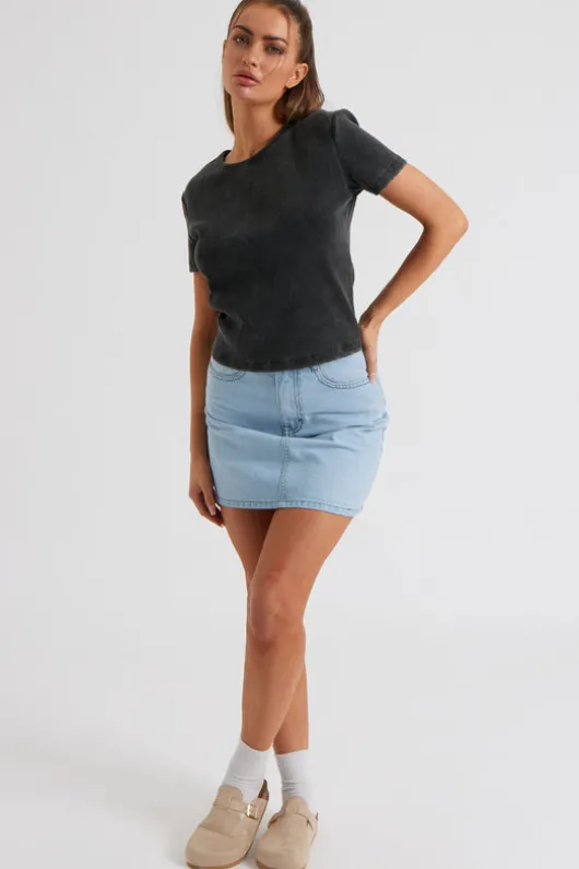 Charcoal Washed Ribbed Tee