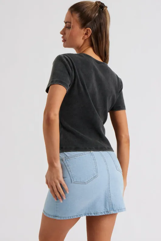 Charcoal Washed Ribbed Tee