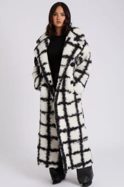 Checked Borg Longline Jacket