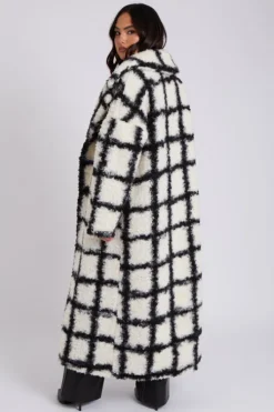 Checked Borg Longline Jacket