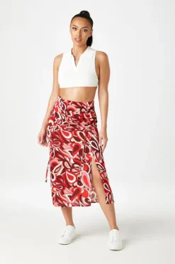 Cheyenne Ruched & Tie Midi Skirt