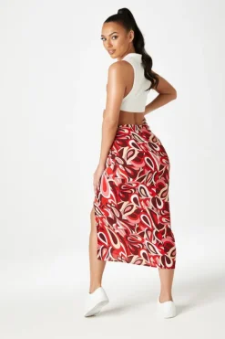Cheyenne Ruched & Tie Midi Skirt