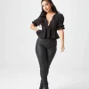 Collette Black U Bar Empire Peplum Top