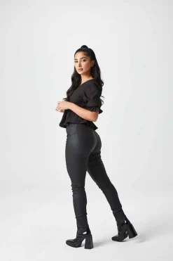Collette Black U Bar Empire Peplum Top