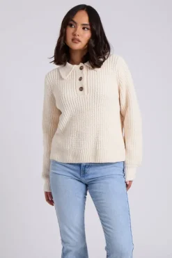 Cream Chenille Button Front Jumper