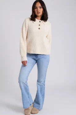Cream Chenille Button Front Jumper