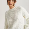 Cream Crew Neck Cable Jumper | Urban Bliss clothing