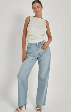 Cream Satin Tie Back Top