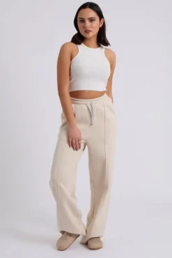 Cream Wide Leg Jogger