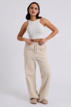 Cream Wide Leg Jogger