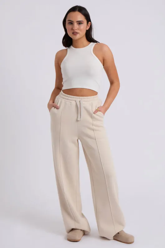 Cream Wide Leg Jogger